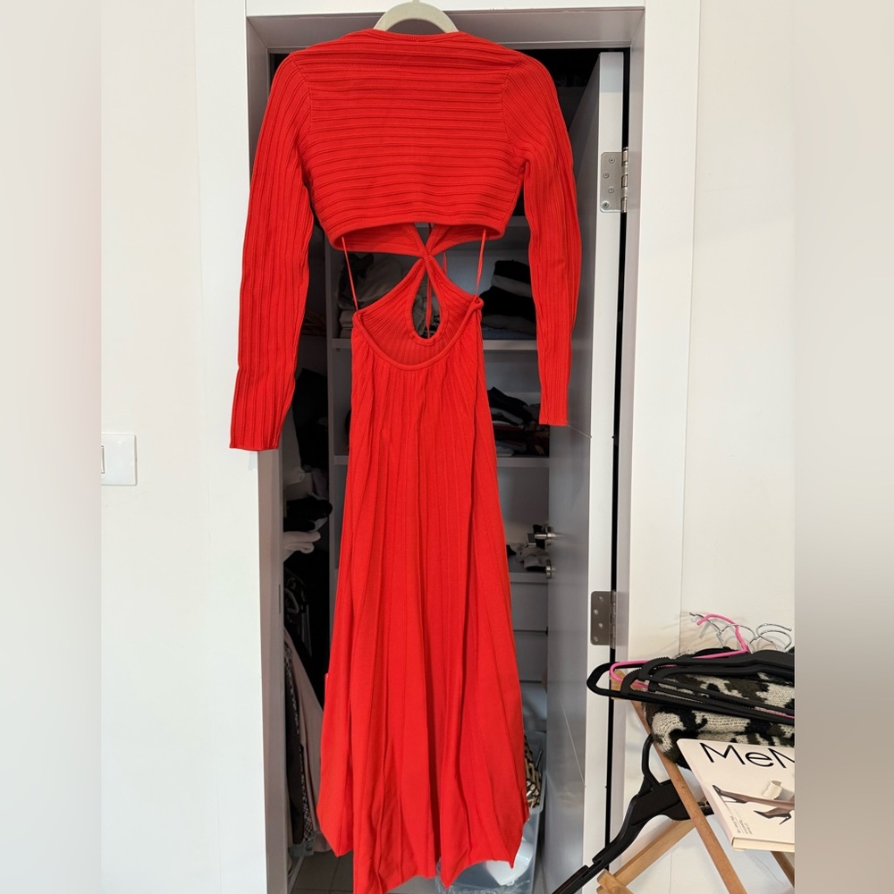 Cult Gaia Bold Red Long Sleeve Dress